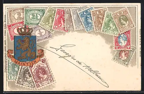 Präge-Lithographie Nederland, Wappen und Briefmarken