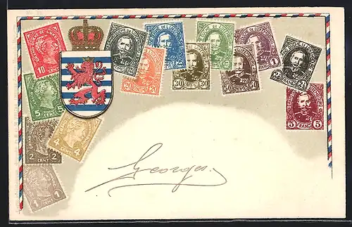 AK Briefmarken aus Luxenburg