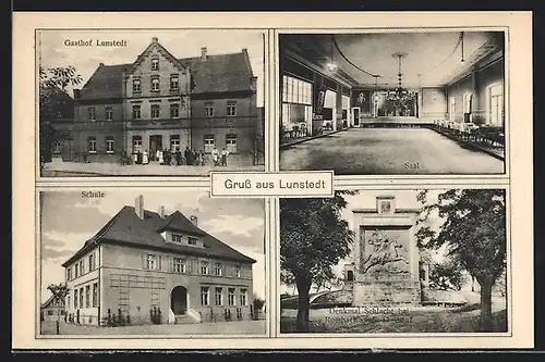 AK Lunstedt, Gasthof Lunstedt, Inneres Saal, Schule