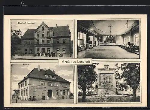 AK Lunstedt, Gasthof Lunstedt, Inneres Saal, Schule