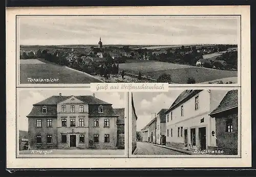 AK Weissenschirmbach, Totalansicht, Rittergut, Dorfstrasse
