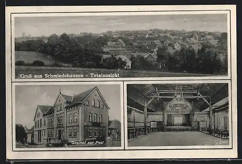 AK Schmiedehausen, Gasthof zur Post, Saal, Totalansicht