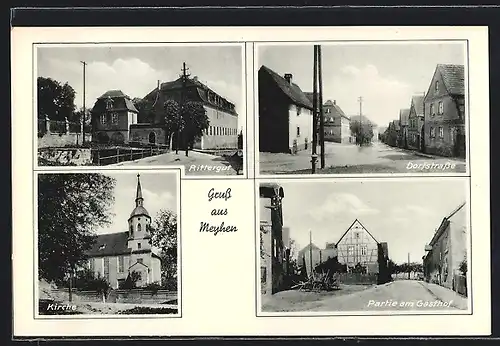 AK Meyhen, Rittergut, Dorfstrasse, Ortspartie am Gasthof
