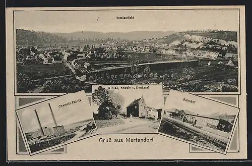 AK Mertendorf, Totalansicht und Bahnhof