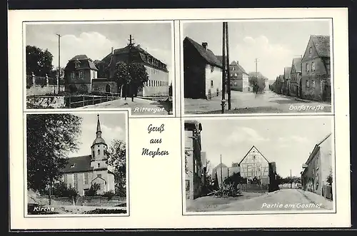 AK Meyhen, Rittergut, Dorfstrasse, Ortspartie am Gasthof