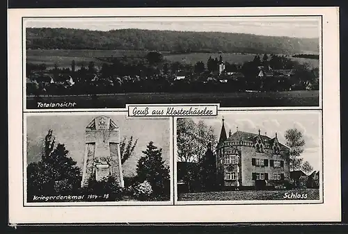 AK Klosterhäseler, Schloss, Kriegerdenkmal 1914-18, Totalansicht