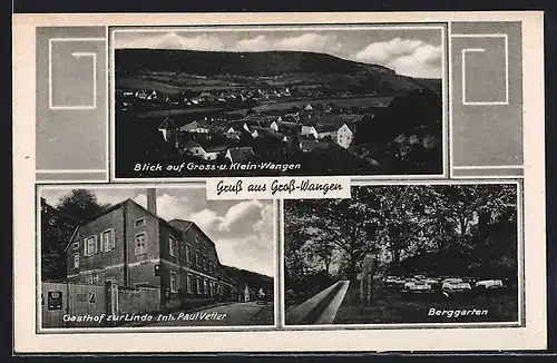 AK Gross-Wangen, Gasthof zur Linde, Berggarten, Teilansicht mit Klein-Wangen