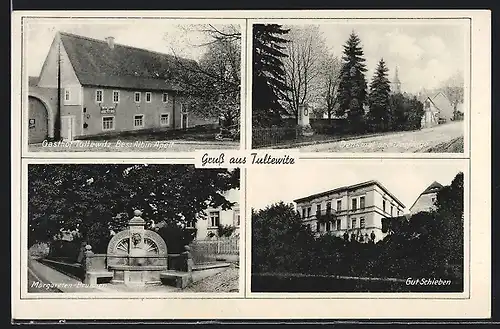AK Tultewitz, Gasthaus, Denkmal & Dorfstrasse, Gut Schieben