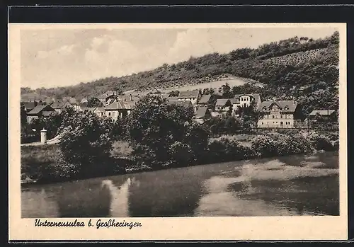 AK Unterneusulza b. Grossheringen, Uferpartie mit Ortsansicht