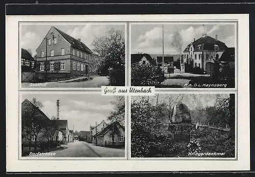 AK Utenbach, Gasthof, Dorfstrasse, R.A.D.L. Kaynsberg, Kriegerdenkmal