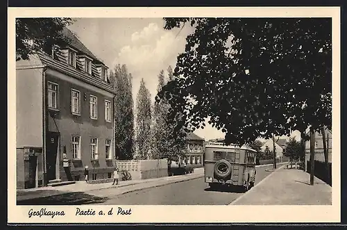 AK Grosskayna, Partie an der Post mit Bus