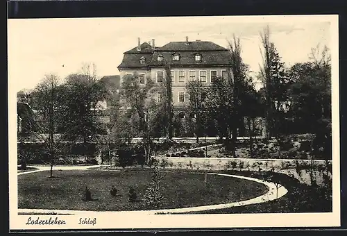 AK Lodersleben, Blick aus dem Park zum Schloss