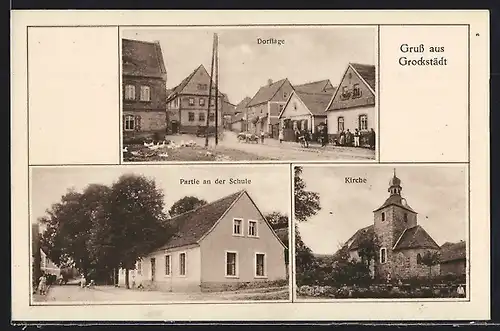 AK Grockstädt, Dorflage, Kirche, Schule