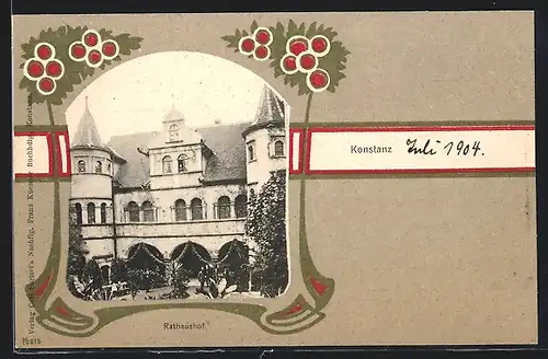 AK Konstanz, Blick auf den Rathaushof 1904