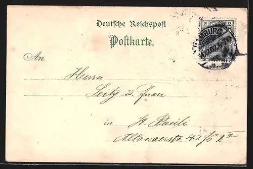 Lithographie Hamburg-Neustadt, Neujahrsnacht auf dem Jungfernstieg