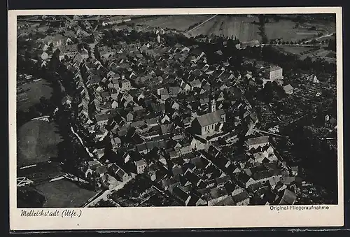AK Mellrichstadt (Utfr.), Fliegeraufnahme vom Ortskern