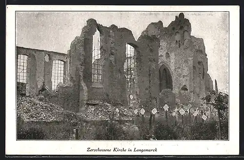 AK Langemarck, Zerschossene Kirche