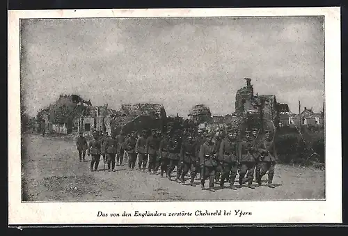 AK Cheluveld b. Ypern, Das von den Engländern zerstörte Cheluveld bei Ypern