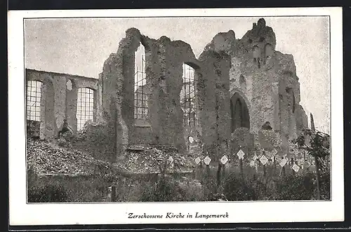 AK Langemarck, Zerschossene Kirche