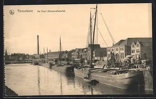 AK Roulers, Le Canal, Schiffe am Hafen