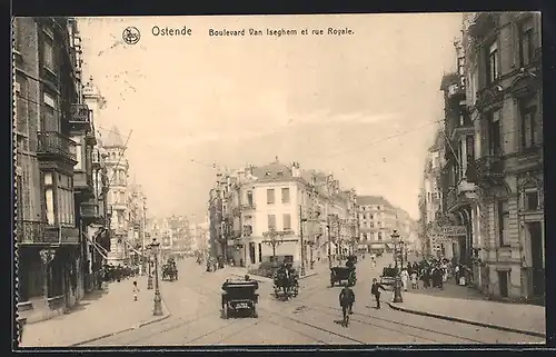 AK Ostende, Boulevard Van Iseghem et rue Royale