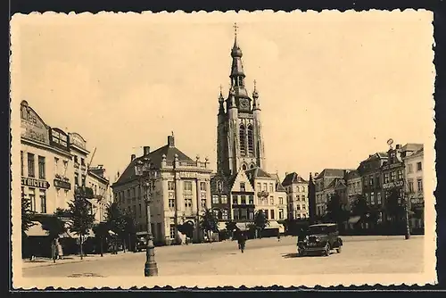 AK Courtrai, Grand Place et Eglise Saint Martin