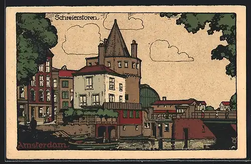 AK Amsterdam, Schreierstoren, Steindruck