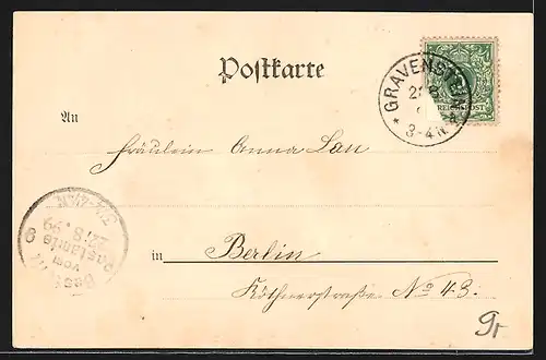 AK Gravenstein, Hotel Stadt Hamburg, Kaiserl. Postamt