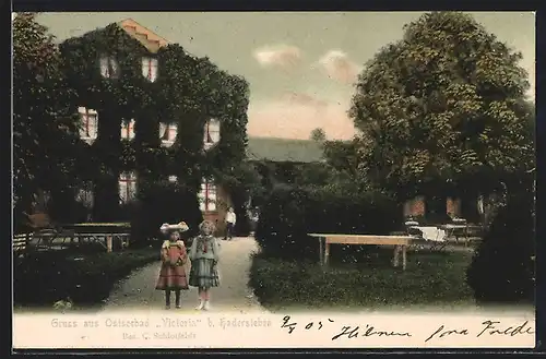 AK Hadersleben, Hotel Ostseebad Victoria, Gartenansicht