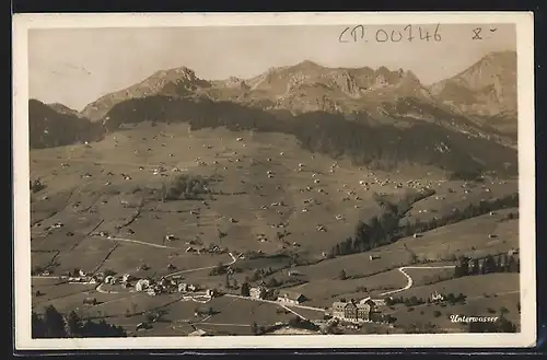 AK Unterwasser, verstreute Ortschaft gegen Bergkette