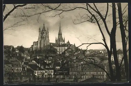 AK Lausanne, Ortsansicht mit Kathedrale