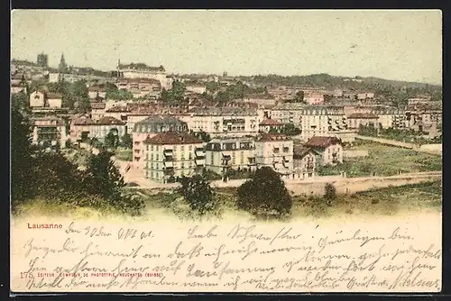 AK Lausanne, Ortsansicht über Bäume hinweg