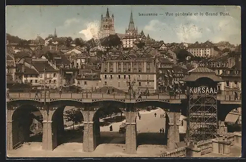 AK Lausanne, Vue générale et le Grand Pont