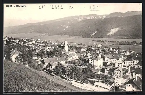AK St-Imier, Ortsansicht gegen Hügelkette