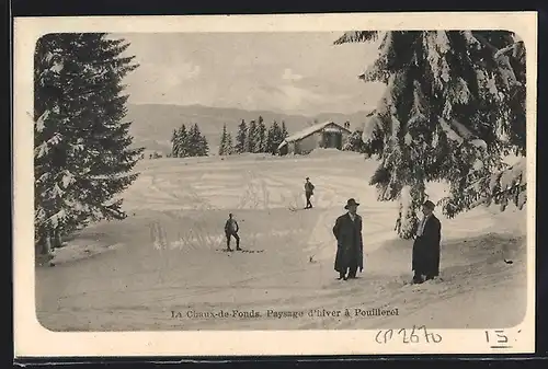 AK Chaux-de-Fonds, Paysage d`hiver à Pouillerel