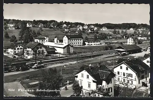 AK Wetzikon, Blick aufs Bahnhofquartier, mit Bahntrasse