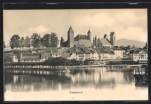 AK Rapperswil, Stadtansicht über das Wasser gesehen