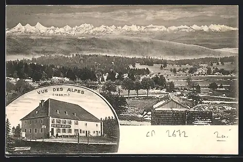 AK Chaux-de-Fonds, Hotel Vue des Alpes, Panorama