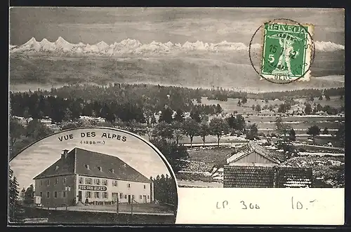 AK Chaux-de-Fonds, Hôtel Vue des Alpes, Panorama