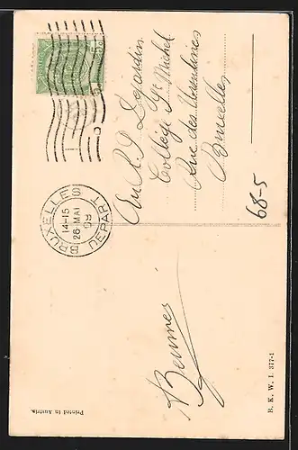 AK Dame mit übergrossem Hut und Lautengitarre, Mode