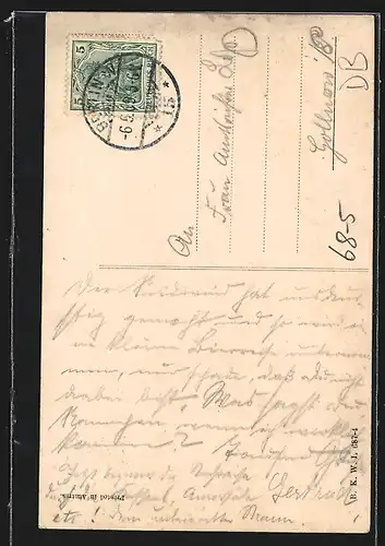 AK Dame mit übergrossem Hut küsst ihren Verehrer, Mode