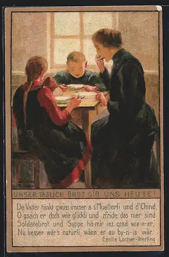 Künstler-AK Zürich, Kriegsunterstützung, Unser täglich Brot gib uns heute!