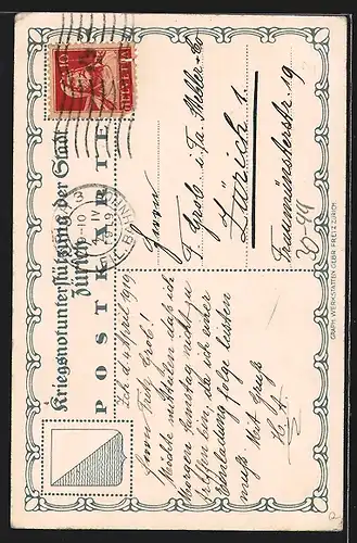 Künstler-AK Zürich, Kriegsunterstützung, Unser täglich Brot gib uns heute!