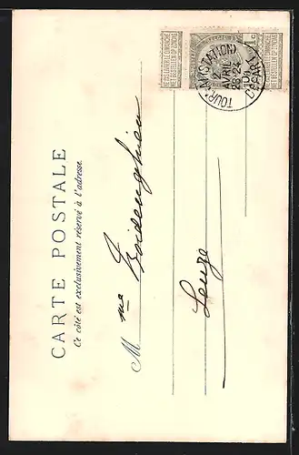 Glitzer-Perl-AK Profil einer jungen Frau in Tracht