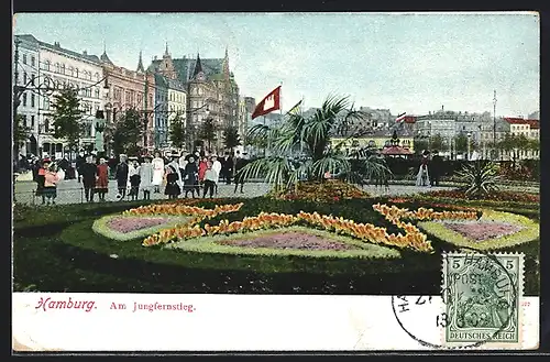 AK Hamburg-Neustadt, Grünanlagen am Jungfernstieg