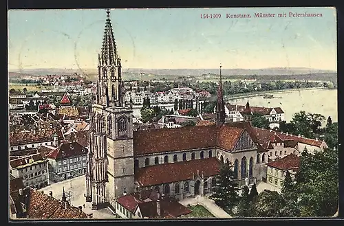 AK Konstanz, Münster mit Petershausen aus der Vogelschau