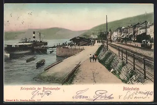 AK Rüdesheim, Anlegestelle der Rheindampfer