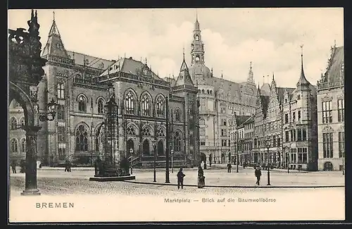 AK Bremen, Marktplatz, Blick auf die Baumwollbörse