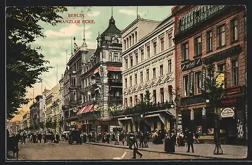 AK Berlin, Kranzler Ecke, Hotel, Cafe Bauer und Geschäftsfassaden