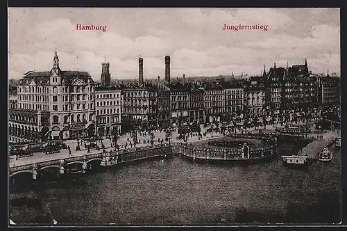 AK Hamburg-Neustadt, Jungfernstieg mit Blick auf die Stadt